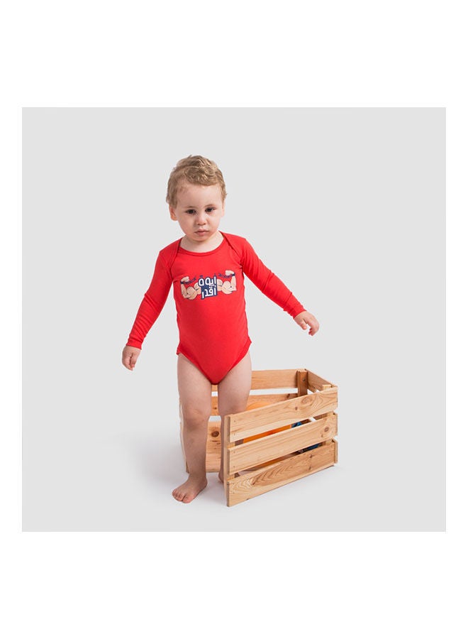 ناس تريندس Yes I Can Long Sleeve Bodysuit Red