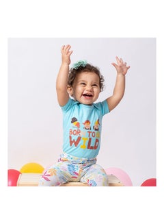 NAS Trends Wild Girls Short Sleeve Bodysuit Light Blue 