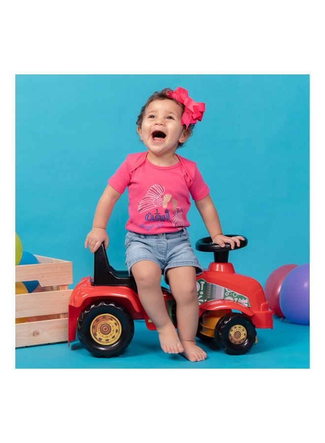 Casual Printed Round Neck Short Sleeve Bodysuit Fouchia