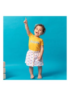 NAS Trends Casual Printed Round Neck Short Sleeve Bodysuit Yellow 