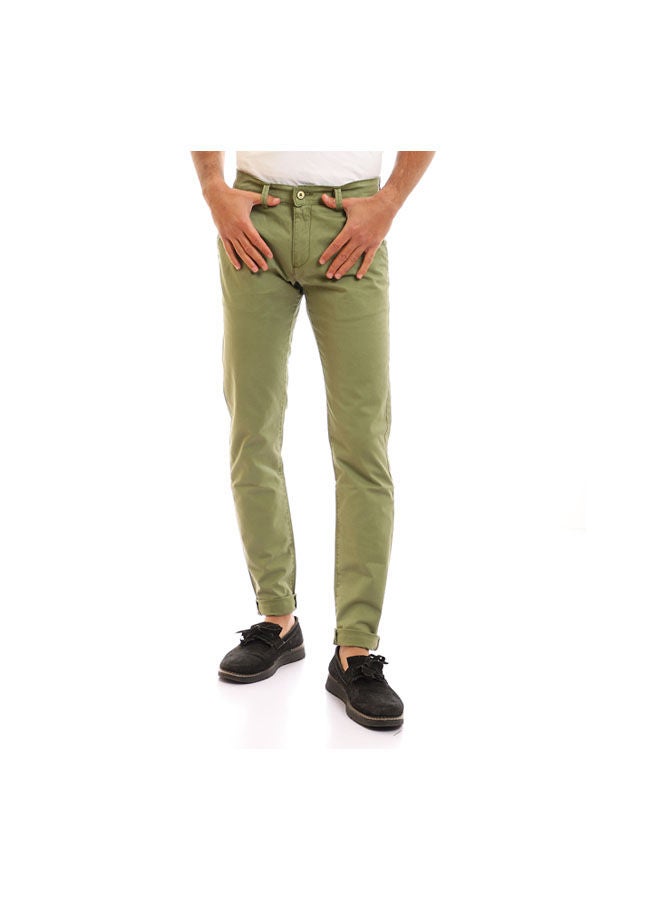 Andora Casual Plain Basic Low Rise Pants Green - Image 1