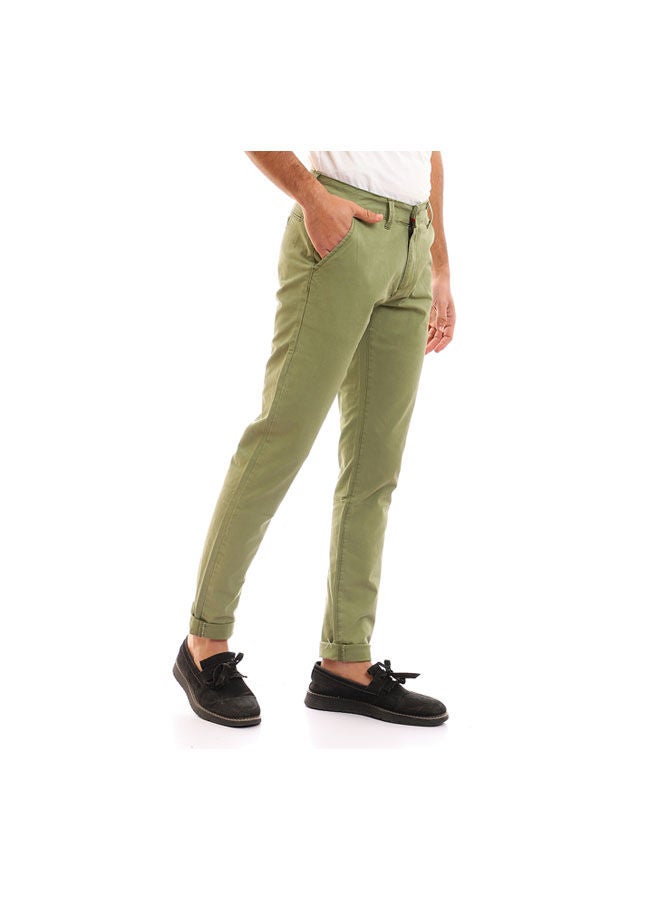 Andora Casual Plain Basic Low Rise Pants Green - Image 2