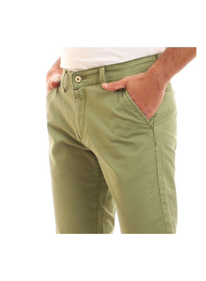 Andora Casual Plain Basic Low Rise Pants Green - Image 3