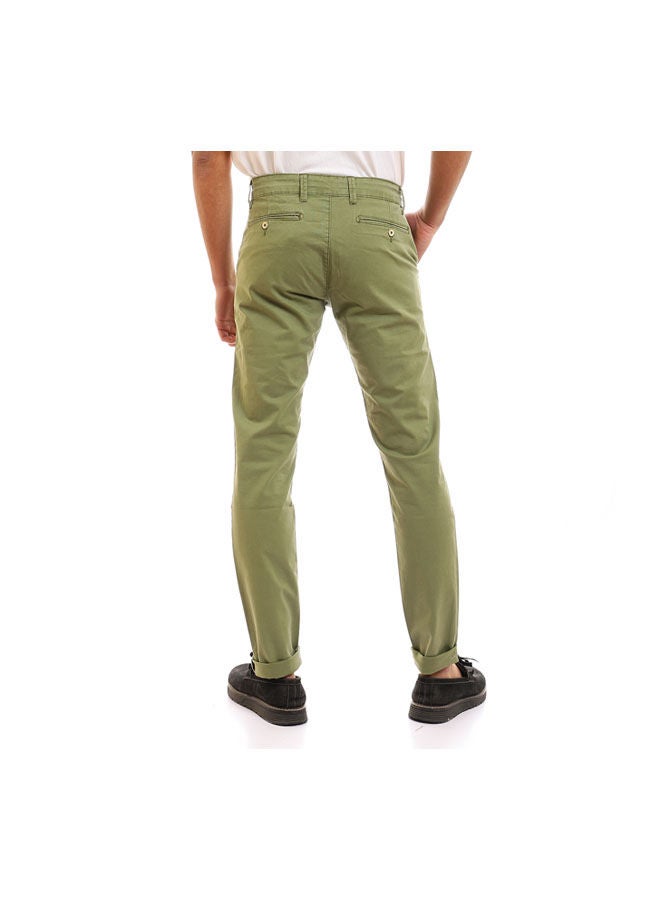 Andora Casual Plain Basic Low Rise Pants Green - Image 4
