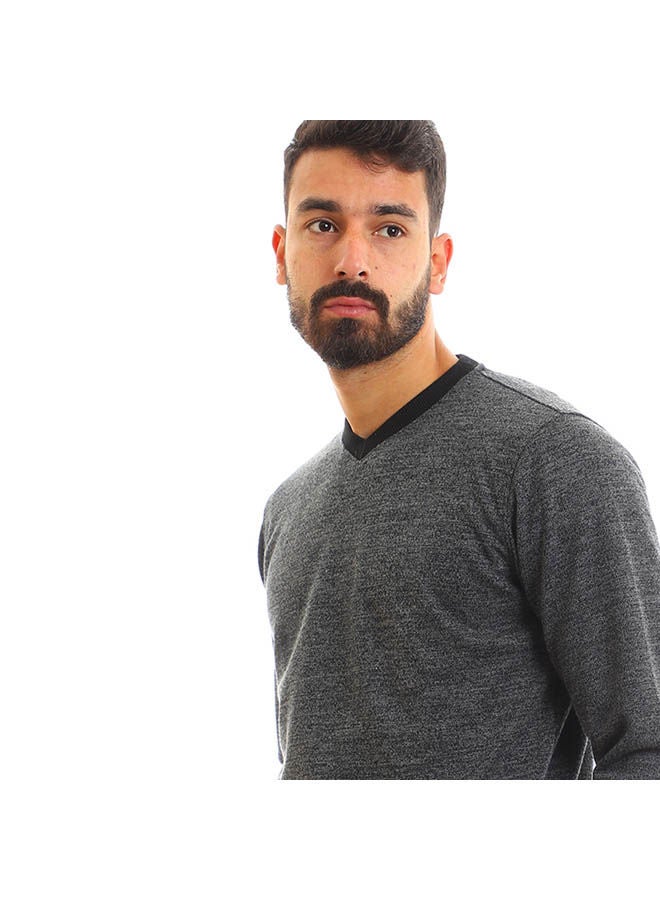 Andora - Casual Plain Basic Halter Neck Long Sleeve  sweatshirt Navy Blue - Image 1