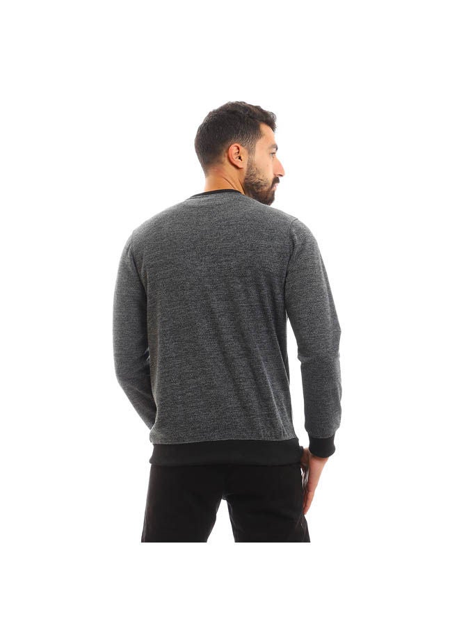 Andora - Casual Plain Basic Halter Neck Long Sleeve  sweatshirt Navy Blue - Image 1