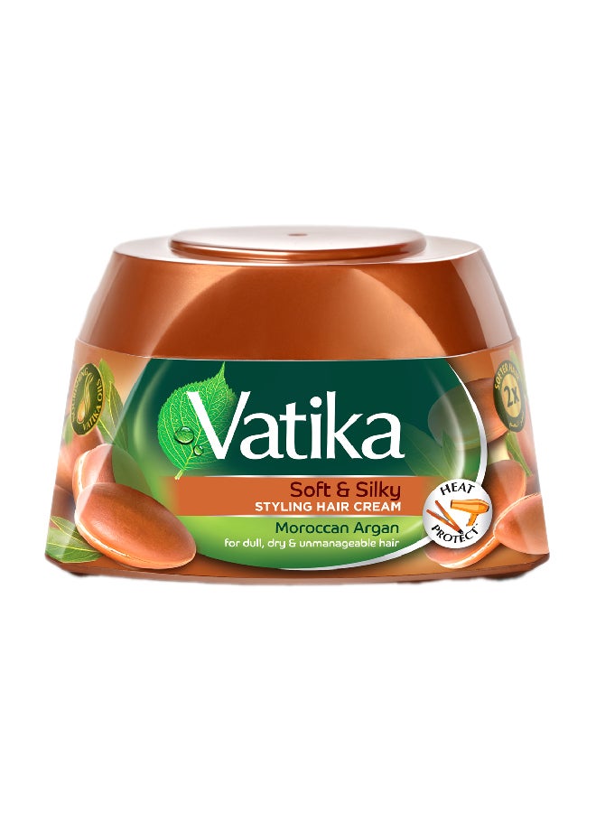 VATIKA Moroccan Argan Styling Hair Cream Soft And Silky For Dull Dry And Unmanageable Hair 210ml - Image 1