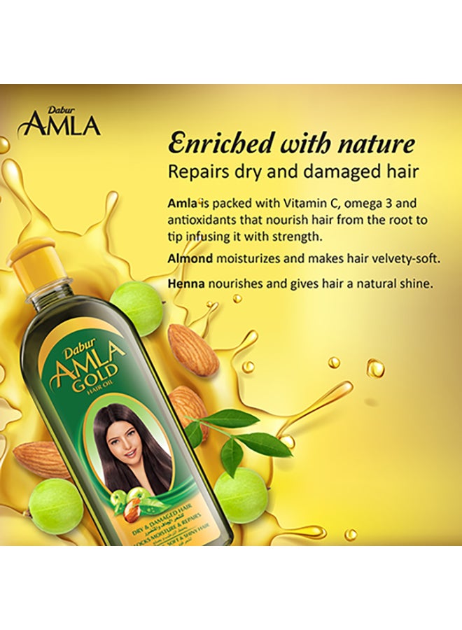 Dabur Amla Gold Hair Oil with Almond And Henna Promotes Growth For Dry Damaged And Chemically Treated Hair 200ml  - Image 2