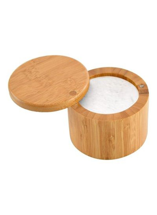 Salt And Sugar Storage Wooden Box Beige 3.6x3.6inch - Image 1