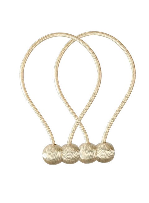 Pair Of Magnetic Curtain Tiebacks Beige 47.8x3.6centimeter