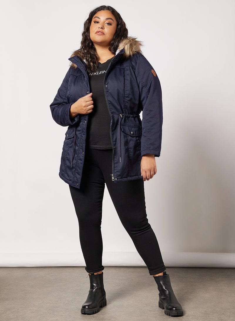 Only Carmakoma Curvy Canvas Parka Navy  - Image 5