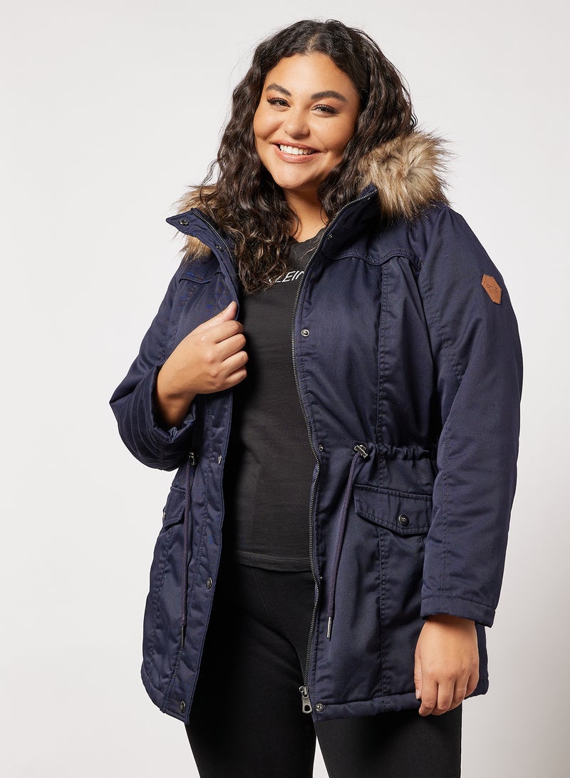 Only Carmakoma Curvy Canvas Parka Navy  - Image 1