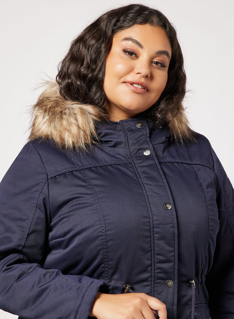 Only Carmakoma Curvy Canvas Parka Navy  - Image 3