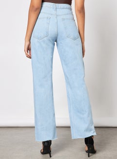 FEMME LUXE Raw Hem Straight Jeans Blue  - Image 2