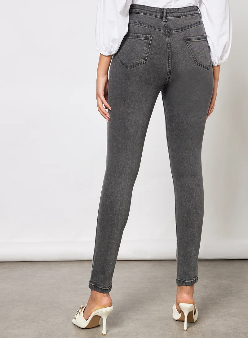FEMME LUXE Ripped Skinny Jeans Black