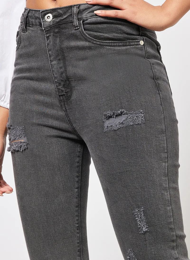 FEMME LUXE Ripped Skinny Jeans Black