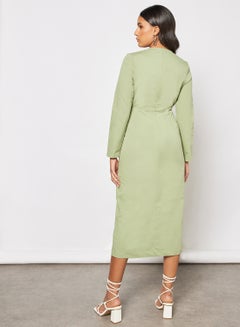 GHOSPELL Adrift Front Slit Midi Dress Green  - Image 2