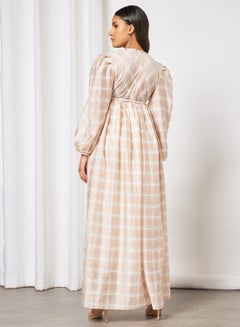 GHOSPELL Envelop Check Maxi Dress Pale Pink  - Image 2