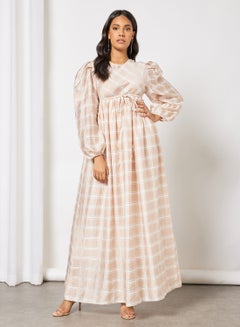 GHOSPELL Envelop Check Maxi Dress Pale Pink  - Image 3