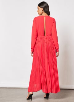 GHOSPELL Ripple Pleat Maxi Dress Red  - Image 2