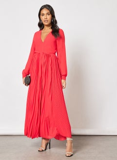 GHOSPELL Ripple Pleat Maxi Dress Red  - Image 3