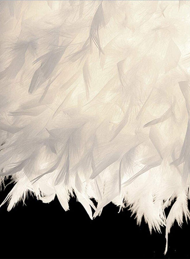 East Lady - Portable Modern Style Antique Designed Decorative Table Lamp With Feather Lampshade White/Silver 13x13x24cm - Image 1