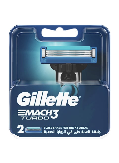 Mach3 Turbo 3D 2 Blade Refills Silver/Blue 3 x 1.2 x 8cm