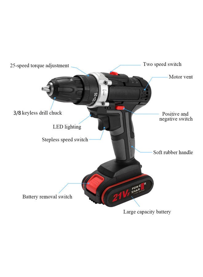 Generic - 21V Multifunctional Electric Impact Drill with Battery Multicolour 1.305kg - Image 1