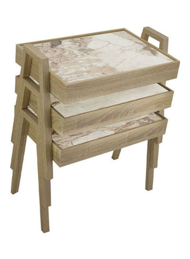 ماركة غير محددة - طاولات خدمة مكونة من 3 قطع أبيض/بيج - Image 1