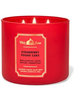 Bath & Body Works Strawberry Pound Cake 3-Wick Candle Red 411grams 