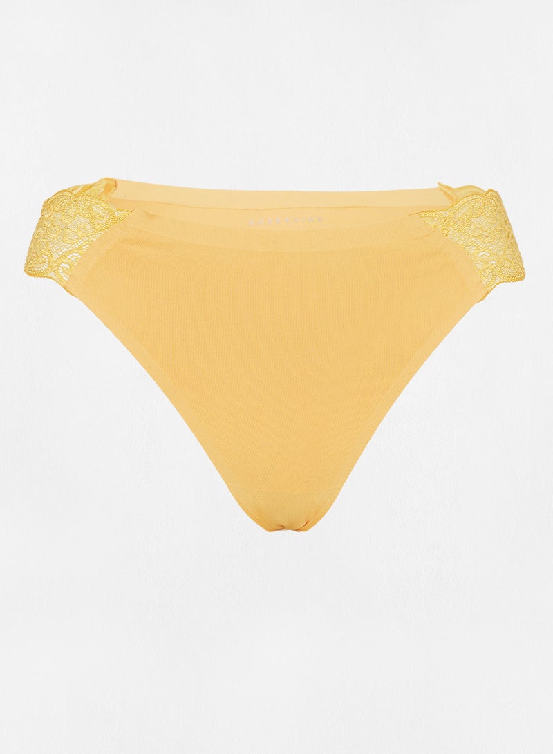 Ardene Sheer Lace Insert Thong Yellow  - Image 1