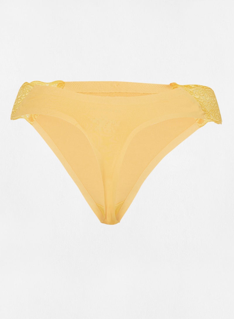 Ardene Sheer Lace Insert Thong Yellow  - Image 2