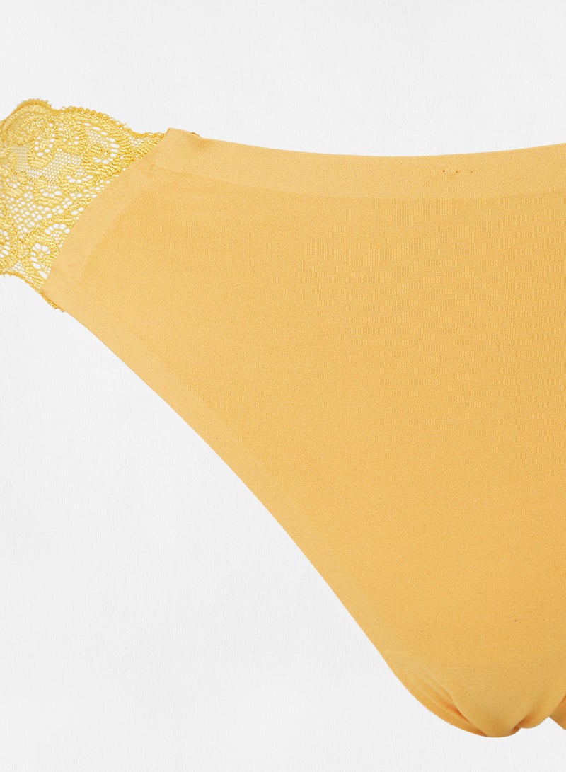 Ardene Sheer Lace Insert Thong Yellow  - Image 3