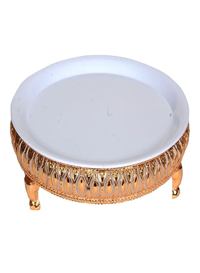 ماركة غير محددة Round Serving Dish For Cakes & Sweets Gold 20x20x9cm  - Image 1