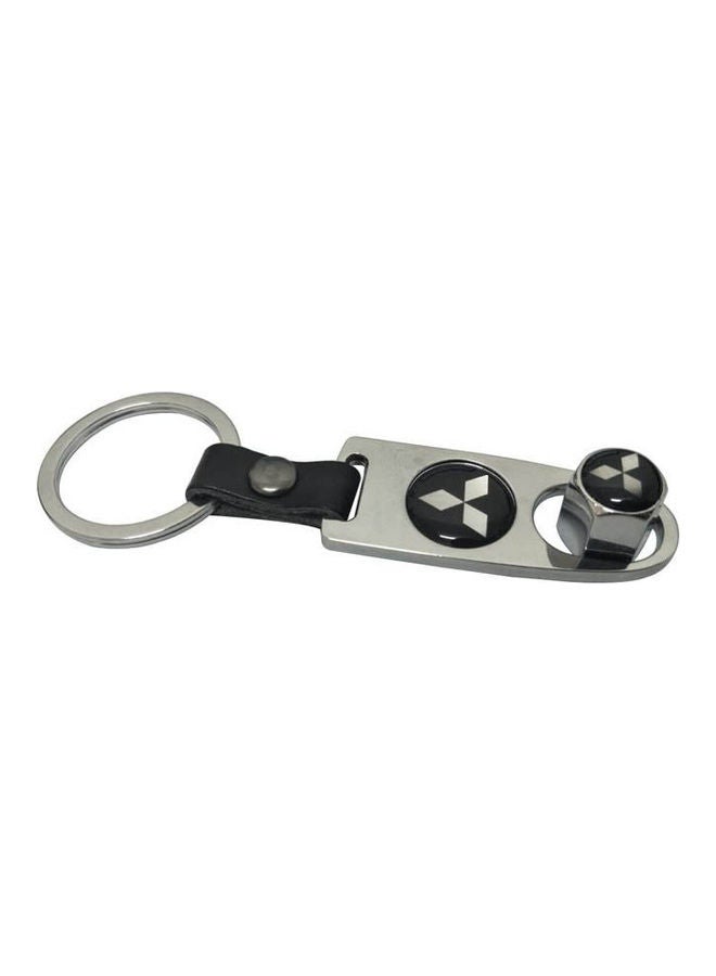 Generic - Set Silver Tire Stem Valve Caps And Keychain Tire - Image 1