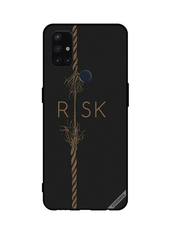 كوفرنيكس جراب هاتف ون بلس نورد N10 5G مطبوع عليه كلمة "Risk" - Image 1