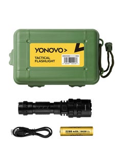 Tactical Flashlight With Case And USB Charger Black