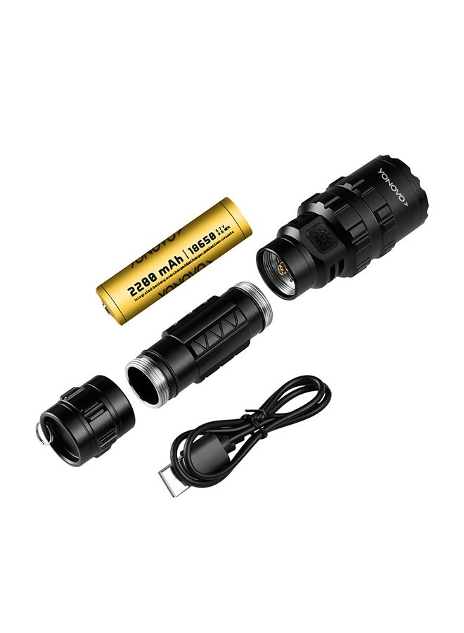 Yonovo - Tactical Flashlight With Case And USB Charger Black - Image 1