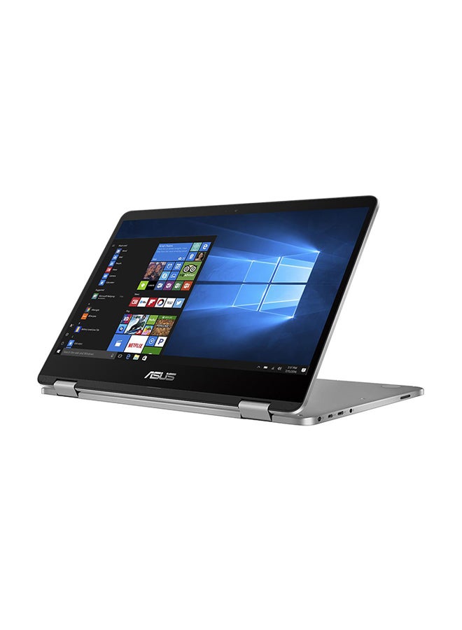Vivobook Flip 14 TP401 Convertible 2-In-1 Laptop With 14-Inch Touch Display, Celeron N4020 Processor / 4GB RAM / 128GB eMMC / Windows 10 / Office 365 / Arabic Light Grey