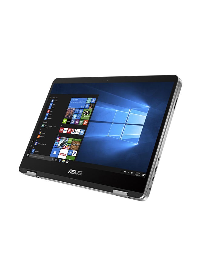 Vivobook Flip 14 TP401 Convertible 2-In-1 Laptop With 14-Inch Touch Display, Celeron N4020 Processor / 4GB RAM / 128GB eMMC / Windows 10 / Office 365 / Arabic Light Grey