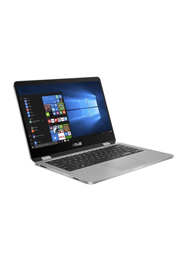 Vivobook Flip 14 TP401 Convertible 2-In-1 Laptop With 14-Inch Touch Display, Celeron N4020 Processor / 4GB RAM / 128GB eMMC / Windows 10 / Office 365 / Arabic Light Grey