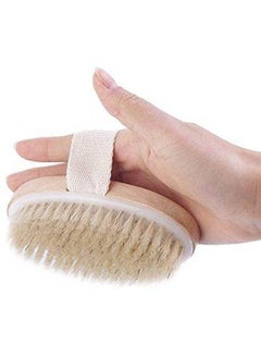 Generic Long Handle or No Handle Body Dry Bath Exfoliating Brush Natural Bristle Remove Dead Skin Beige  - Image 2