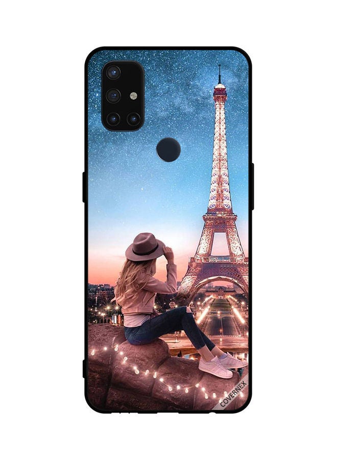 Covernex Protective Case Cover For Oneplus Nord N10 5G Brown Hat Girl & Eiffel Tower  - Image 1