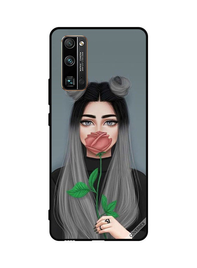 كوفرنيكس Protective Case Cover For Honor 30 Pro Cute Girl Hide Mouth On Peach Rose  - Image 1