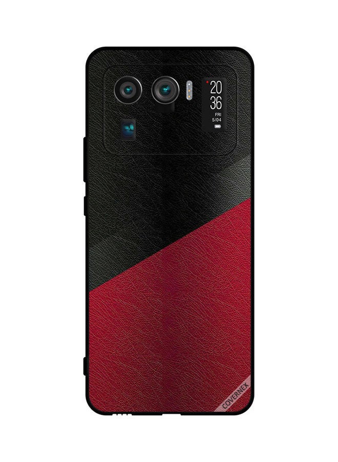 Covernex Protective Case Cover For Xiaomi Mi 11 Ultra Black and Red Leather Pattern - Image 1