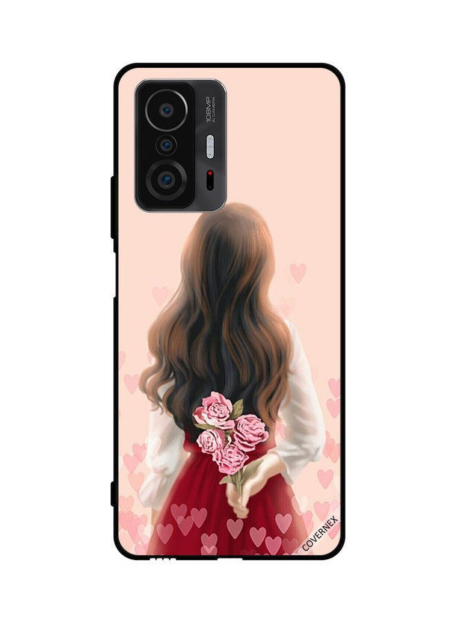 Covernex Protective Case Cover For Xiaomi 11T Pro Girl Hiding Flowers - Image 1