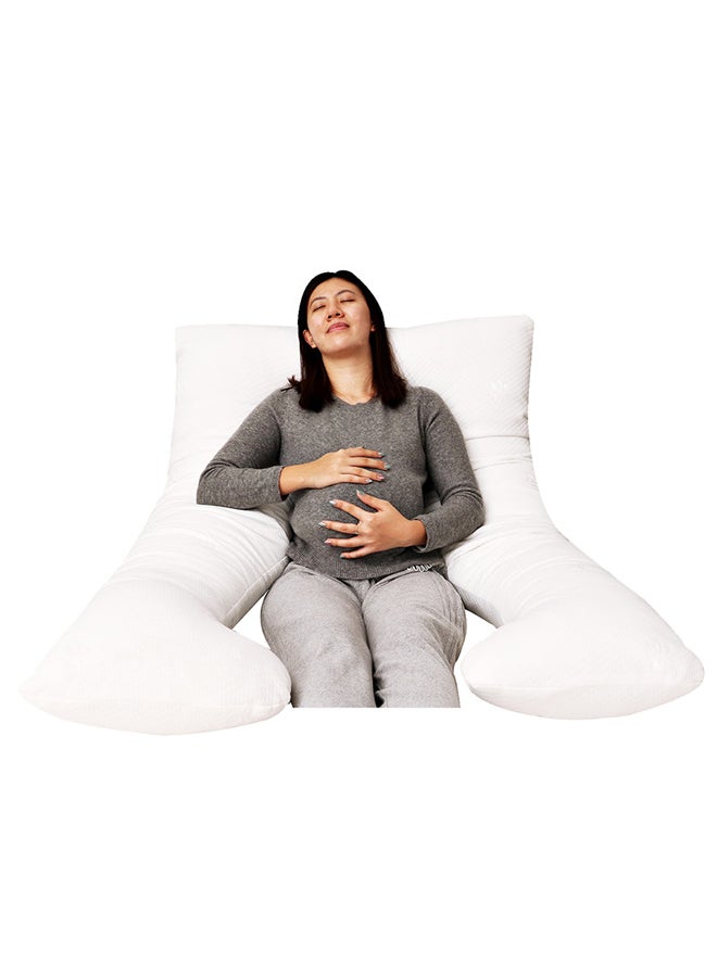 Moon U-Shaped Full Body Pregnancy Pillow Cotton white 100x25x152cm  - Image 2