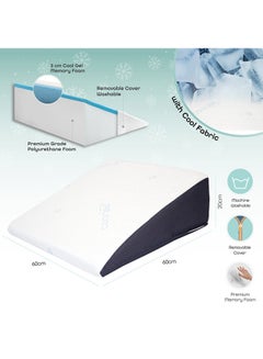 Moon Cool Gel Wedge Pillow Memory Foam White 60x60x20cm  - Image 2