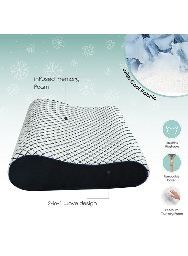 Moon - Medical Orthopedic Contour Cooling Gel Pillow Memory Foam White 60x40x7cm - Image 1