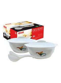 JAYPEE 6 Piece Delight Serving Bowl Set With Spoon And Lid White 1800ml  - Image 1